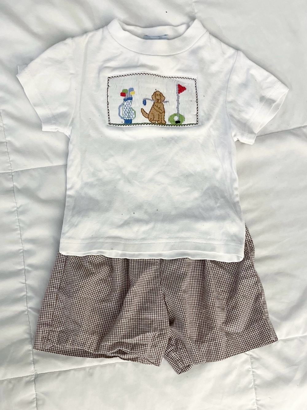 Vive La Fete Smocked Golf T-Shirt & Shorts Set 12m